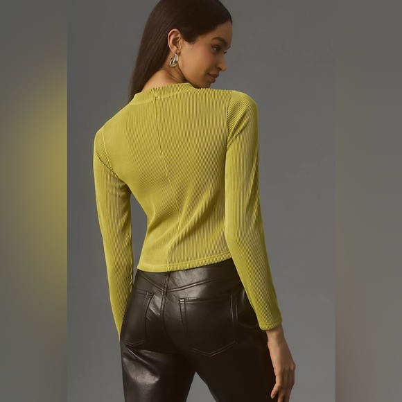 Anthropologie Blue Tassel Long-Sleeve Ribbed Corset Top NWOT - Picture 3 of 13